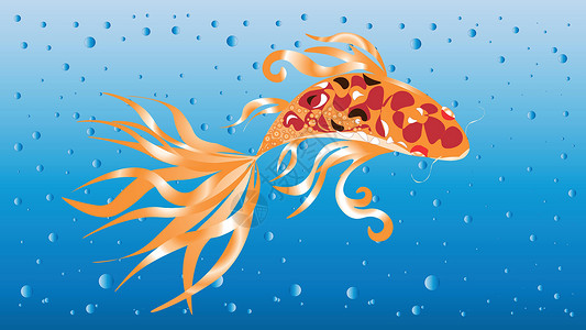 金龙鱼菜籽油金鱼满足了任何欲望 金龙鱼在繁荣的天堂水中游来游去插画