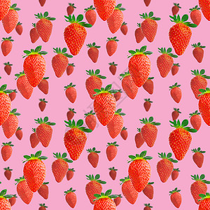草莓图案泳衣草莓无缝图案 粉红色上隔离的里普草莓 包件设计背景营养包装设计红色粉色浆果饮食水果宏观叶子墙纸背景