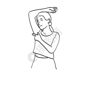 多汗症女性手举干净的皮肤消化图解 用白色背景所隔离的矢量双手画出来设计图片