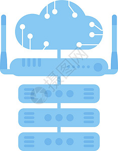 网关设备连接到路由器 IOT 和自动化概念的服务器网关硬件托管天线速度互联网插头商业中心电脑插画