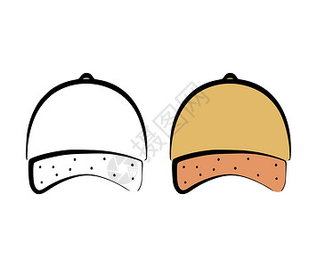白色背景上的手绘风格的棒球帽头盖和棒球帽的矢量插图背景图片