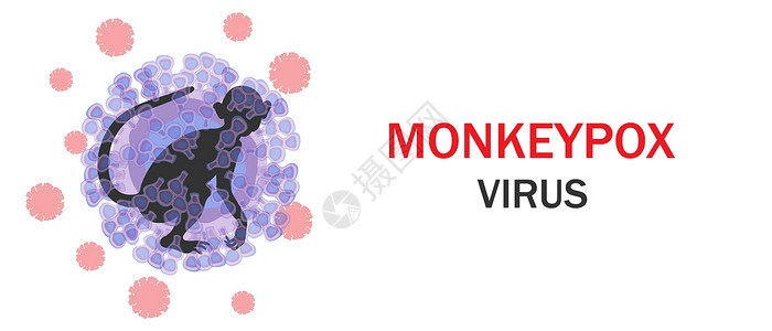 唱猴子猴子天病毒横幅 微生物背景设计图片