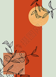 含橙树的审美生肉抽象印刷品背景图片