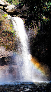 haoHaew Suwat瀑布的彩虹瀑布Hao Yai墙纸薄雾风景城市季节热带森林蓝色岩石丛林背景