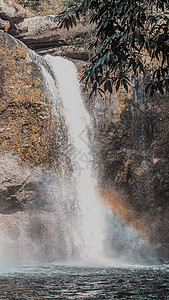 haoHaew Suwat瀑布的彩虹瀑布Hao Yai荒野公园森林太阳岩石旅行季节墙纸蓝色丛林背景