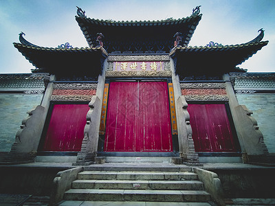 利杰霍尔门中国广州—2018年8月18日 的刘根霍尔 林南的建筑是传统的广东话风格 地区指南背景