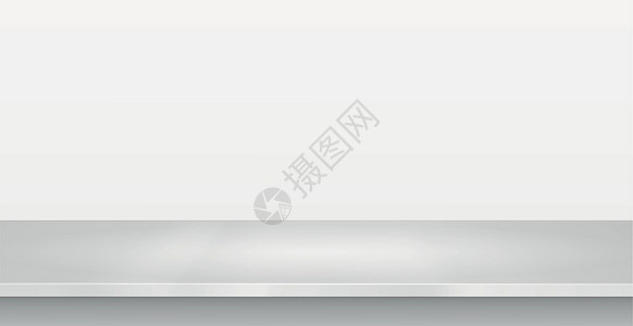 白色全景背景上方的浅白石桌 广告网络模板 - 矢量背景图片