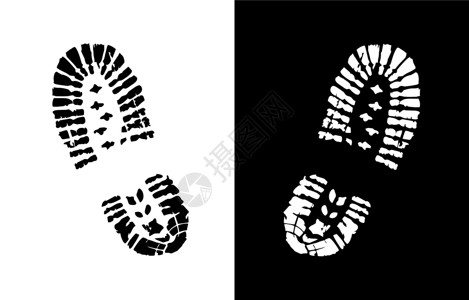 鞋面打印矢量符号白色脚步黑色赤脚婴儿跑步插图鞋类墨水烙印背景图片