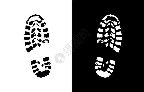 鞋面打印矢量符号赤脚跑步烙印脚印白色黑色插图运动鞋类身份背景图片