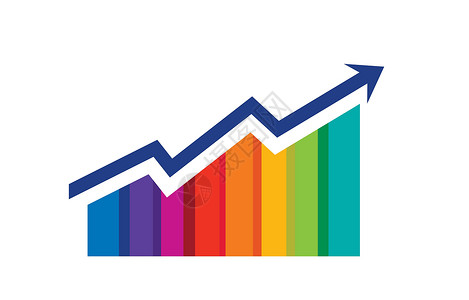 筑地市场多彩条 带向上升向箭头的多彩条银行业酒吧金融桌子营销预报蓝色库存商业统计设计图片