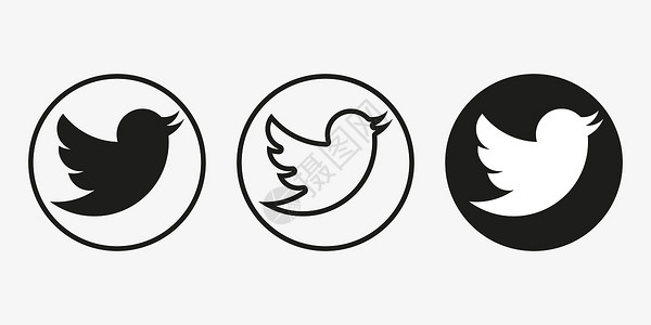 推特鸟社交媒体图标 短信息符号 圆方形 11 按钮 矢量插画