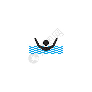桨手淹死图标运动海洋帮助海滩男人情况安全海浪标识溺水者插画
