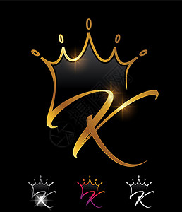 金美金王冠首字母K公司缩写精品身份字体国王奢华标识装饰品品牌背景图片