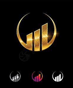 黄金商业金融业奖金公司Logo海浪推广身份标识营销技术奢华插图品牌极简背景图片