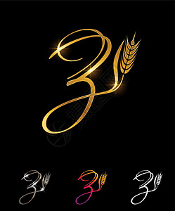 黄金小麦和谷物薄饼初始字母 Z背景图片