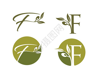 油焖大虾字体最初字母F圆圈标识植物装饰品生态婚礼化妆品卡片插图标签插画