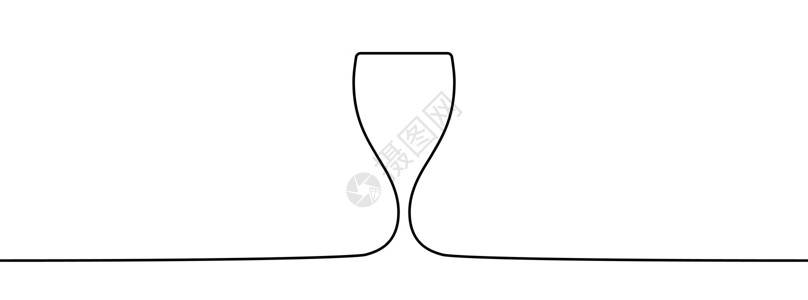 wine葡萄酒杯的连续线画 Wine 玻璃线性图标 一行画 矢量图解一条线中风玻璃庆典酒吧草图菜单藤蔓瓶子酒厂设计图片