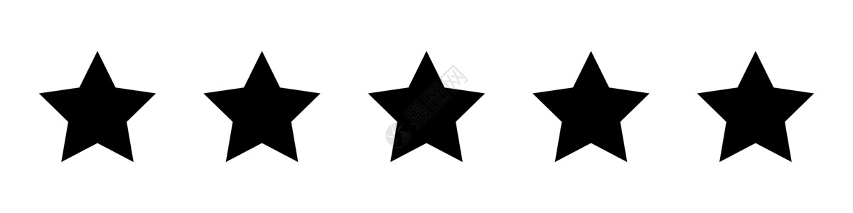 五星级评级图标 客户产品评级为五颗星 黑星插画