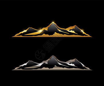 金子山金山和银山图标标志艺术黑色远足冒险自行车旅行插图运动运输金子设计图片