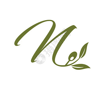 葡萄初始 Logo 字母 N餐厅酒厂商业写作饮料标签插图公司叶子书法背景图片