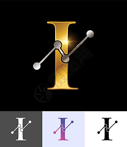 黄金技术金色音象Logo字母 I背景图片