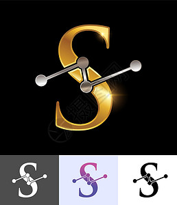 黄金字母黄金技术金色音象Logo字母S插画