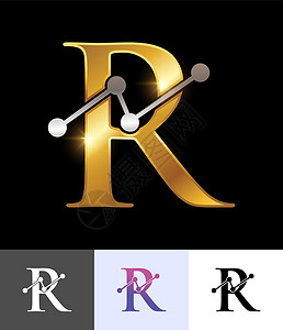 黄金技术金色音象Logo字母R背景图片