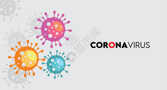 紫橙色和蓝色的科罗纳病毒符号设计图片