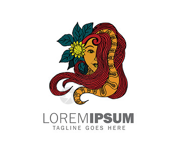 Leaf和青年妇女Logo 插图背景图片