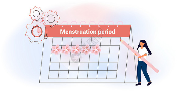 量天尺月经控制与怀孕规划 月经控制和孕期规划经期粉色疼痛妇科女性时间会议卫生女性化女士插画