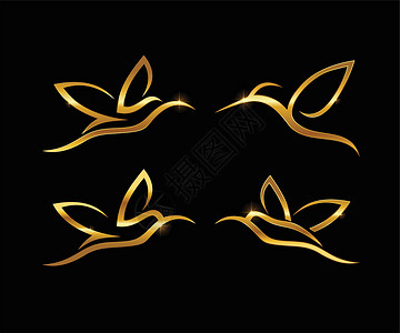 动物双歧杆菌金金线 蜂鸟号标志插画