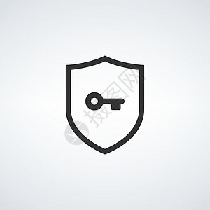 白色盾牌带有关键颜色线图标的盾牌 隐私 保护和安全盾牌矢量轮廓彩色符号 在白色背景上孤立的股票矢量图防御网络保险挂锁数据插图电脑技术警卫插画