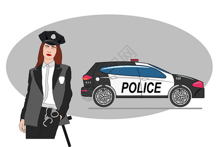 在白色背景上孤立的女警官人物肖像 穿着制服的年轻女警察 保安员职业 女警头像背景图片