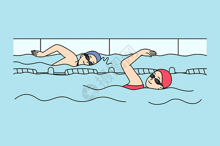 在游泳池里休息在游泳池里游泳的人锦标赛活动爱好身体精力行动竞技卡通片插图风镜插画