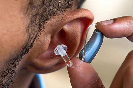 听力障碍听力假说 助听器听筒修复师演讲假肢水平黑色推介会放大器技术生活背景图片