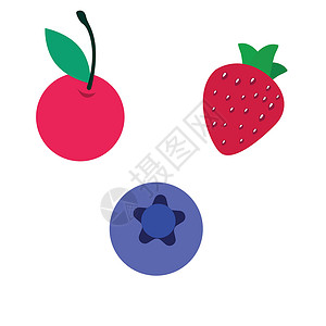 林地草莓白色背景的矢量插图 孤立在白背景上 a 树枝 蓝莓 樱桃植物卡通片艺术生长荒野林地甜点衬套覆盆子收成插画