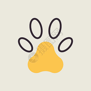 宠物类图标Paw 矢量隔离图标宠物野生动物小狗白色犬类脚印动物打印插图插画