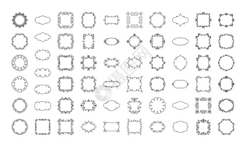 矢量装饰线性框架集 复古框架设计元素 花丝 装饰边框 页面装饰 白色隔离的分隔线标签邀请函婚礼菜单古董书法漩涡分隔器卡片艺术背景图片