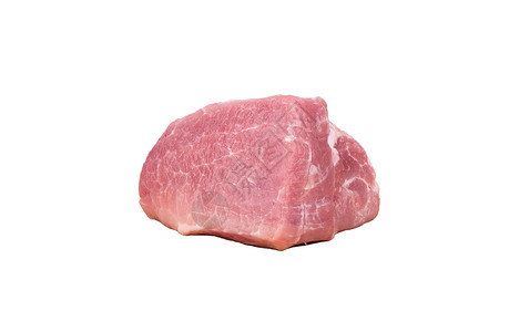原生肉红色猪肉宏观牛扒食物白色背景图片