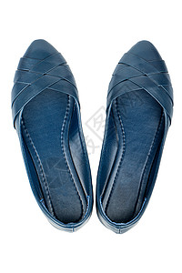 妇女法院鞋皮革短剑白色女性鞋类蓝色品牌黑色法庭背景图片