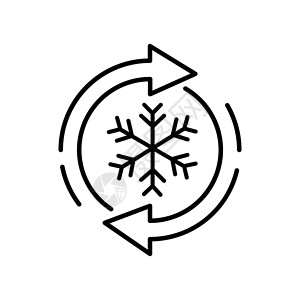 冷冻水解冻雪花和圆边孤立的外观图标矢量插画