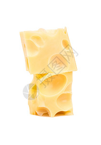 两片奶酪产品立方体食物异形白色奶制品小路小吃烹饪黄色背景图片