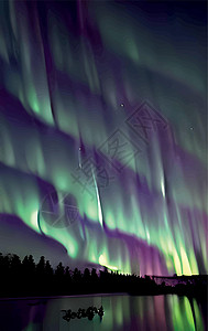 芬兰极光夜晚的北光和森林观北极光假期蓝色风景旅游北极星森林天文学季节极光插画