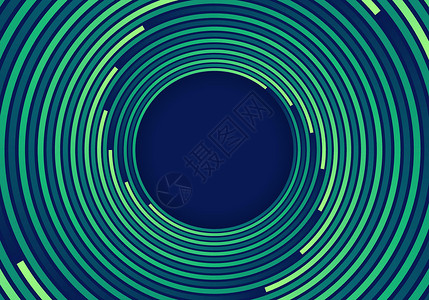 蓝背景的绿环螺旋旋涡流线模式摘要背景图片