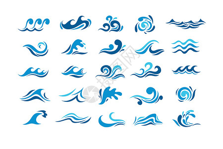 水喷洒标志矢量图示设计标识幸福流动海洋漩涡公司队长图标集插图风暴背景图片