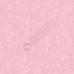 弗洛拉尔手画出无缝的图案 粉红背景的白线花朵背景图片
