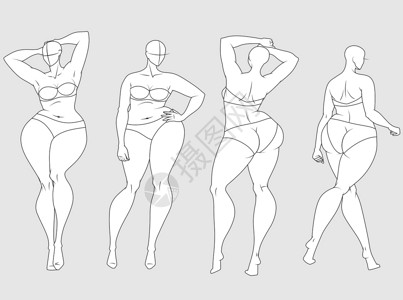 加尺寸 时装图样板多样性绘画数字女性身体设计师人体插图模型衣服背景图片