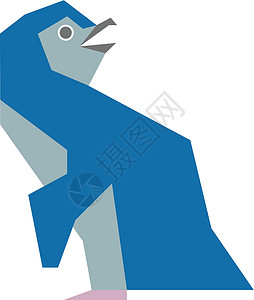 一种鸟类物种的多姿多彩的微小例子翅膀绘画插图羽毛义者企鹅动物蓝色背景图片