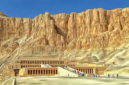 金字塔谷以其历史和自然美貌 埃及太阳文化假期历史性沙漠遗产考古学纪念碑房子旅游插画