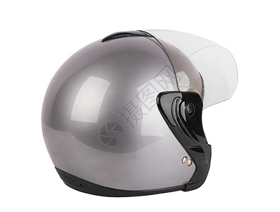 灰色摩托车头盔白色车手碰撞塑料帽子安全运动风险摩托速度背景图片